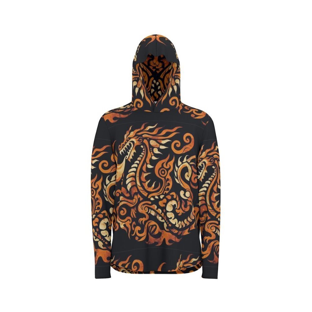 Dragon Batik Mens Long Sleeve Shirt Hooded Sports Size XL NWT UV 50+ Thumbhole - Picture 12 of 13